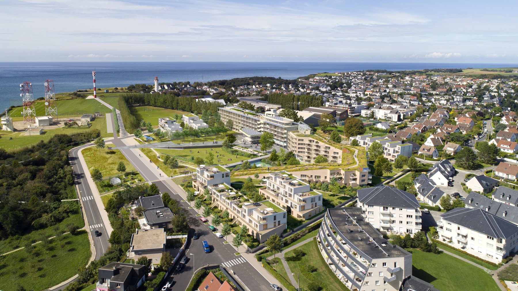 Illustration - Reconversion de l’école de marine marchande à Saint-Adresse (l’Hydro) - Vue aérienne