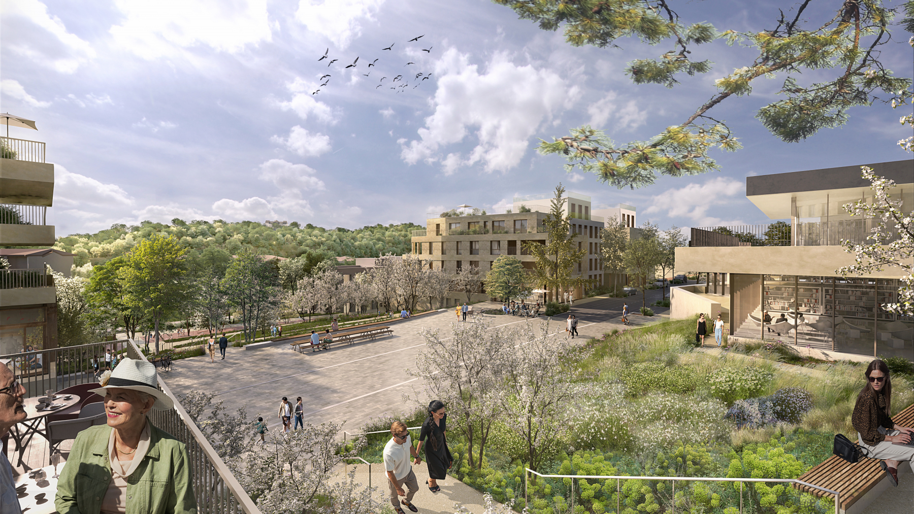 Illustration - Perspective de la coulée verte et de la rue nouvelle