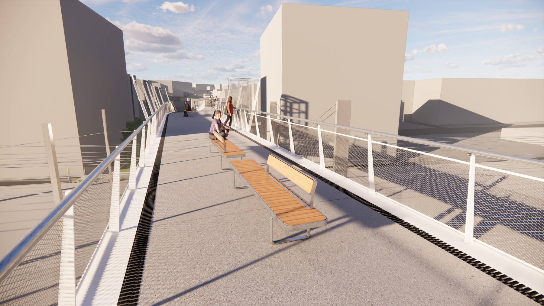 Illustration - Vue depuis la passerelle en regardant vers Annemasse