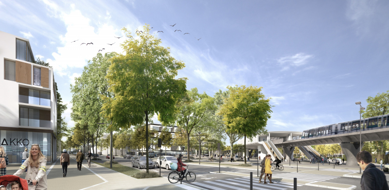 Illustration - Perspective vers la place du métro