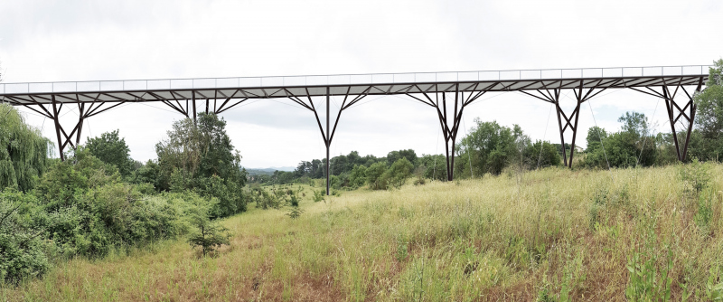 Illustration - la passerelle vue depuis le vallon