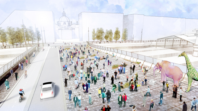 Illustration - Le projet propose une vraie place positionnée dans l'axe de la chapelle Saint Louis