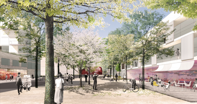 Illustration - Rue du Dr. Schweitzer – projet 2014 : une nouvelle mixité d’usages vers le Parc Palmer et son Rocher