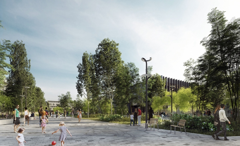 Illustration - Perspective sur le parvis du jardin