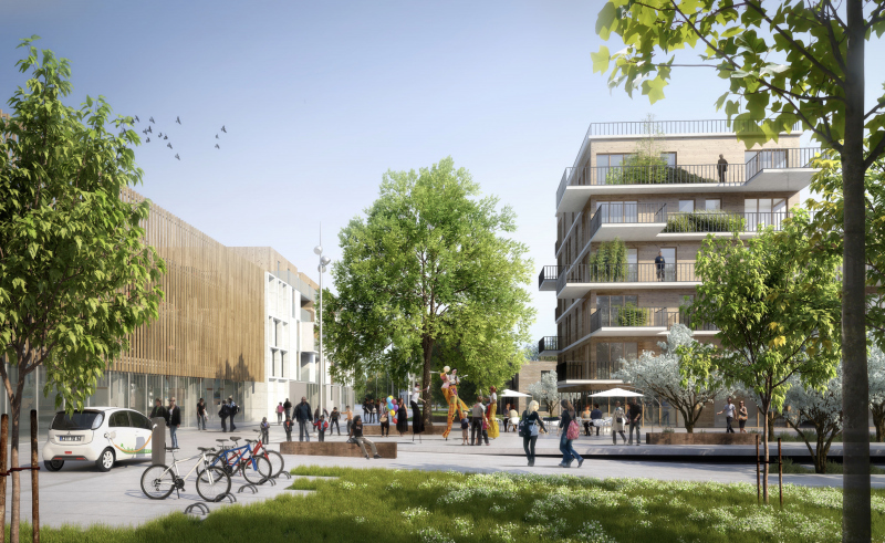 Illustration - La zone de rencontre et le parking silo au cœur des quartiers