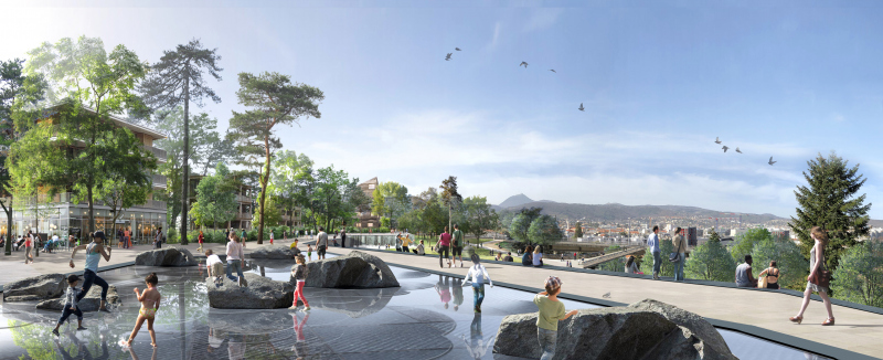 Illustration - Perspective depuis le parc sur la ville