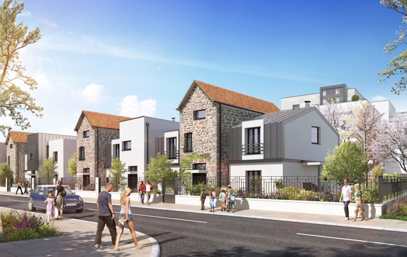 Illustration - Perspective depuis l’Avenue Didier sur l’îlot B – EMERIGE -BLM