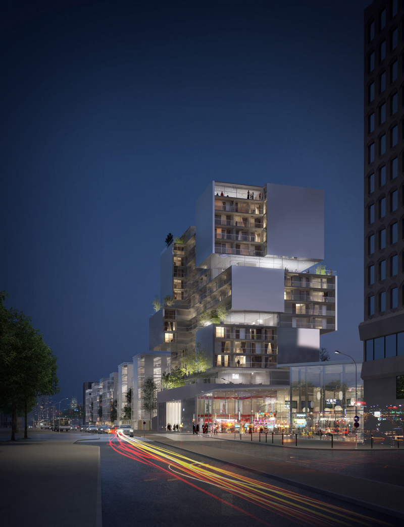 Illustration - Bâtiment " signal " la nuit