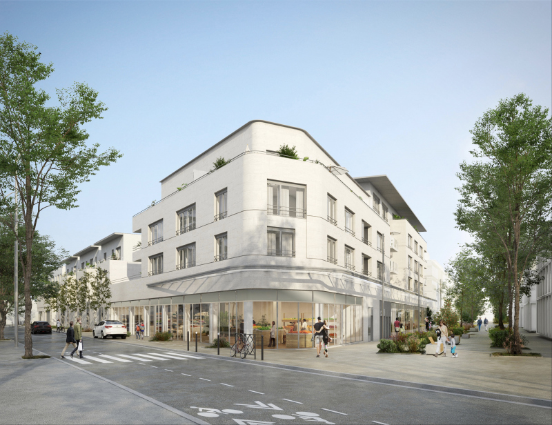 Illustration - Perspective depuis le mail sur  l’îlot D – I3F-BADIA BERGER