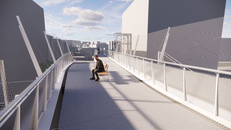 Illustration - Vue depuis la passerelle en regardant vers Annemasse