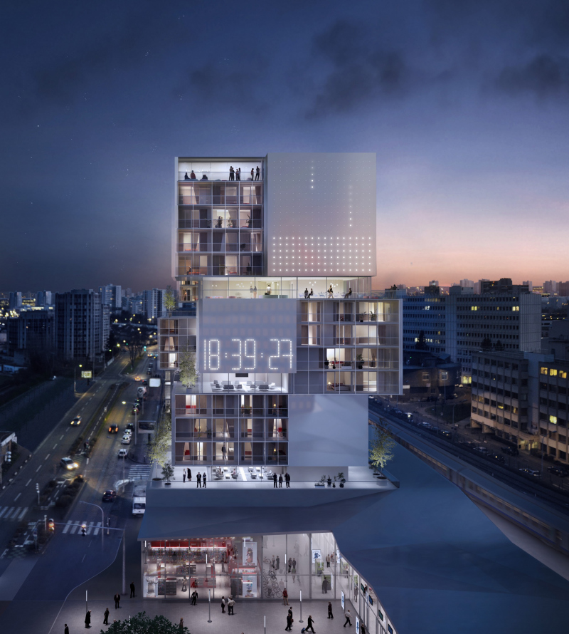 Illustration - Bâtiment " signal " la nuit