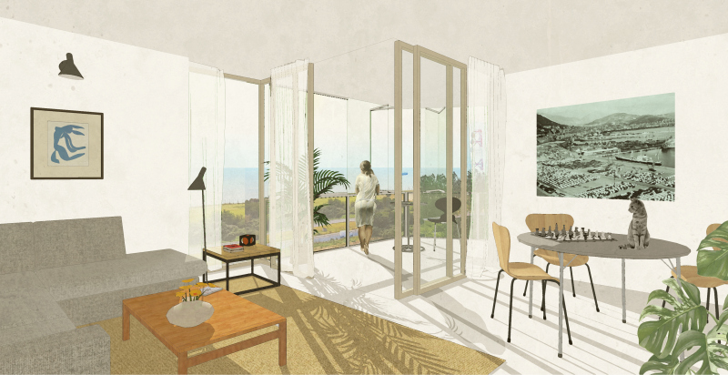 Illustration - Vue d’un logement de la montée