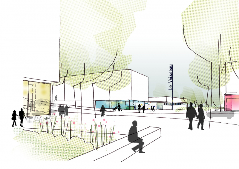 Illustration - Croquis perspectif sur la porte d’entrée est du quartier