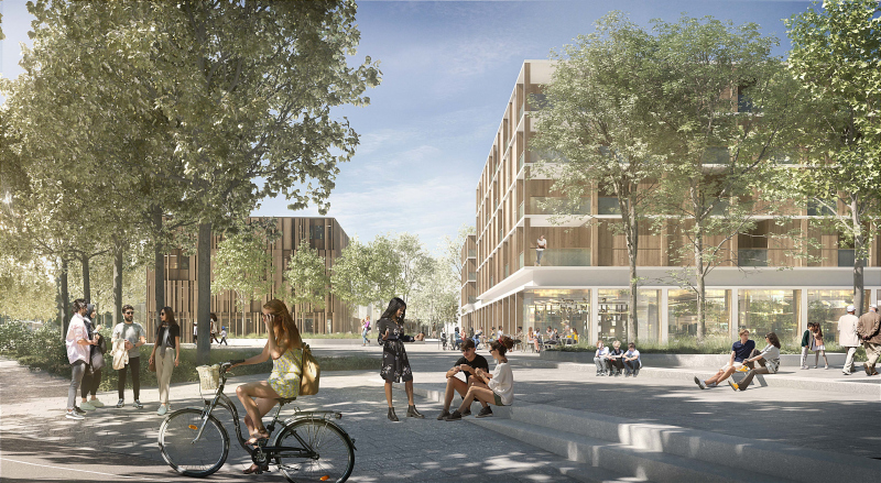 Illustration - Perspective depuis l’entrée de quartier principale - perspective ©lylo