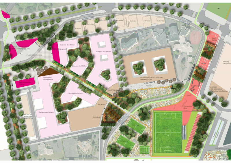 Illustration - Une maison de l’innovation et une plaine des sports