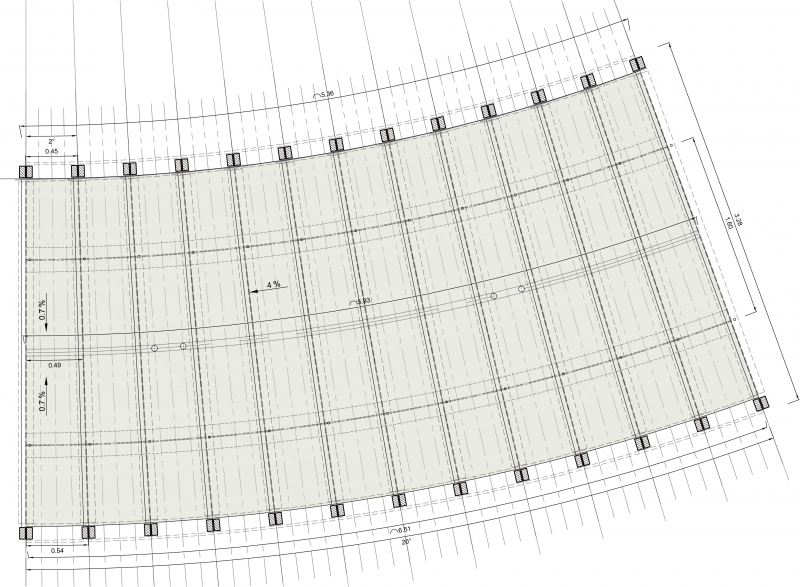 Illustration - Détail en plan de la partie courbe de la rampe