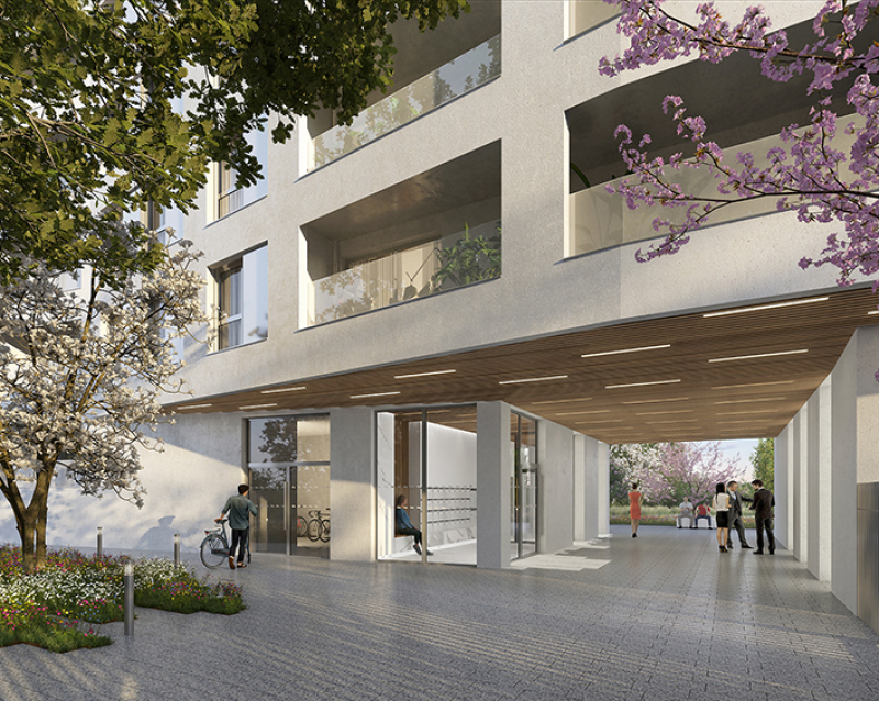 Illustration - Perspective sur hall d’entrée des logements - ©LOTOARCHILAB