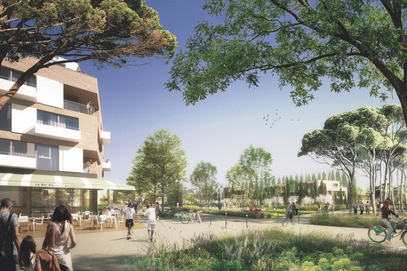 Illustration - Vue de la centralité et d’un jardin