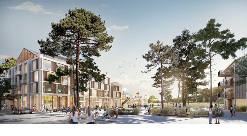 Illustration - L’hôtel des dunes - Vue depuis la place - Perspective ©BY ENCORE