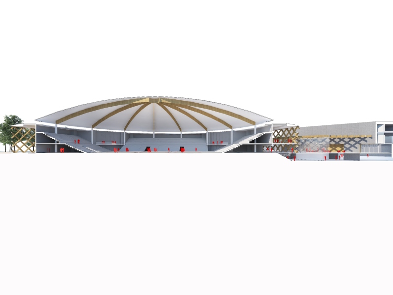 Illustration - Coupe perspective de la réhabilitation du Grand Dôme