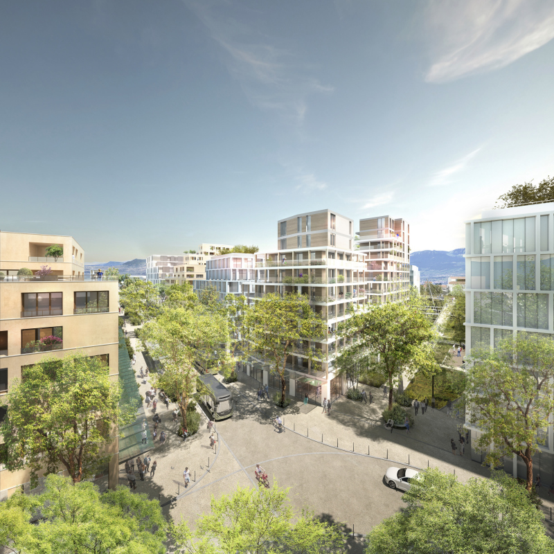 Illustration - Vue du carrefour mail / square / rue de la Fraternité