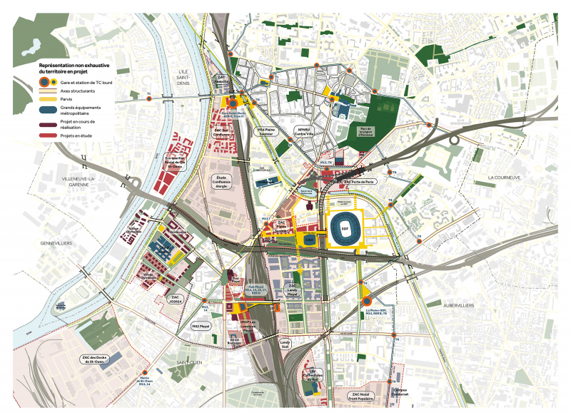 Illustration - Un territoire de projets : Loisirs, tourisme, événementiel doivent devenir la carte d'identité d'un large secteur urbain en recomposition : Confluence, Plaine Saulnier, Pleyel