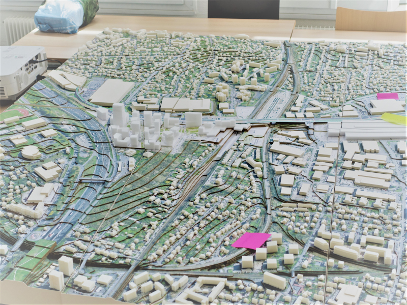 Illustration - Maquette – vue zoom sur le nord du secteur d’étude (le vallon