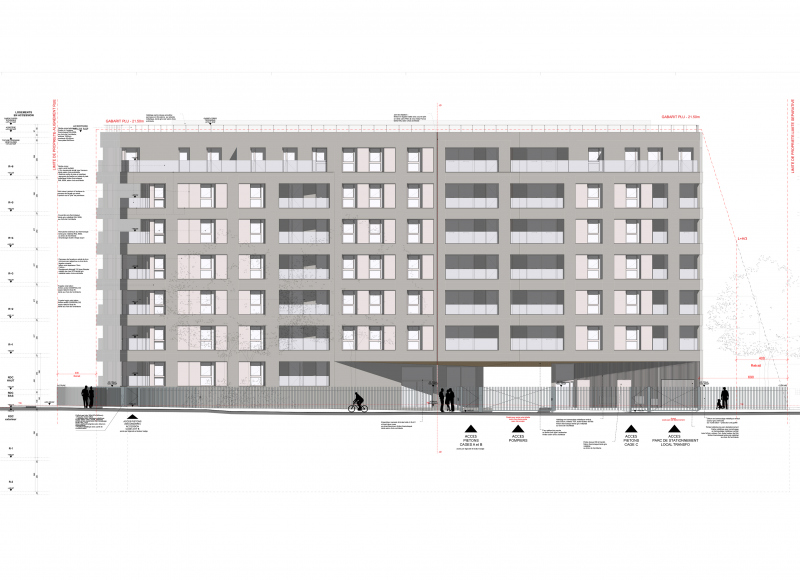 Illustration - Un volume simple dans ses proportions avec des altimétries en relation avec le voisinage