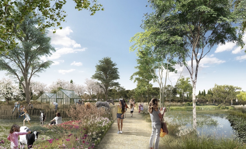 Illustration - Perspective d’ambiance de la plaine agricole requalifiée