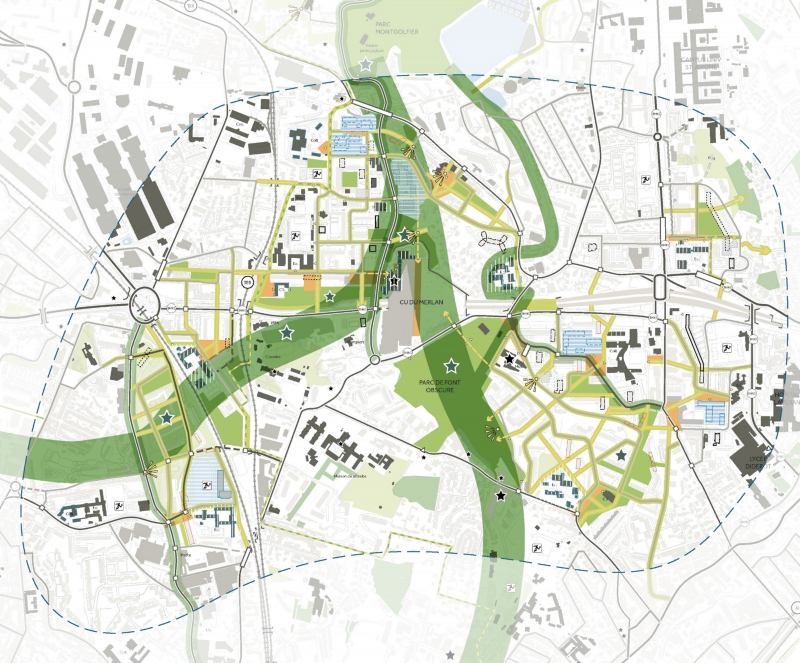 Illustration - Intention stratégique de remaillage paysager du territoire à l’échelle des 500 ha
