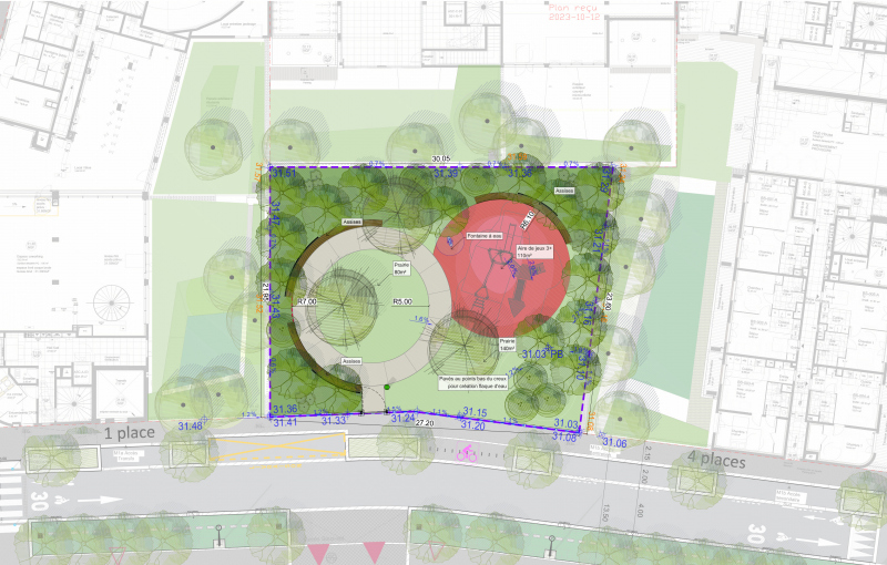 Illustration - Vue en plan du square situé dans l'îlot M1, secteur 4