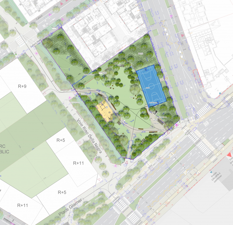 Illustration - Vue en plan du parc Angela Davis, secteur 4