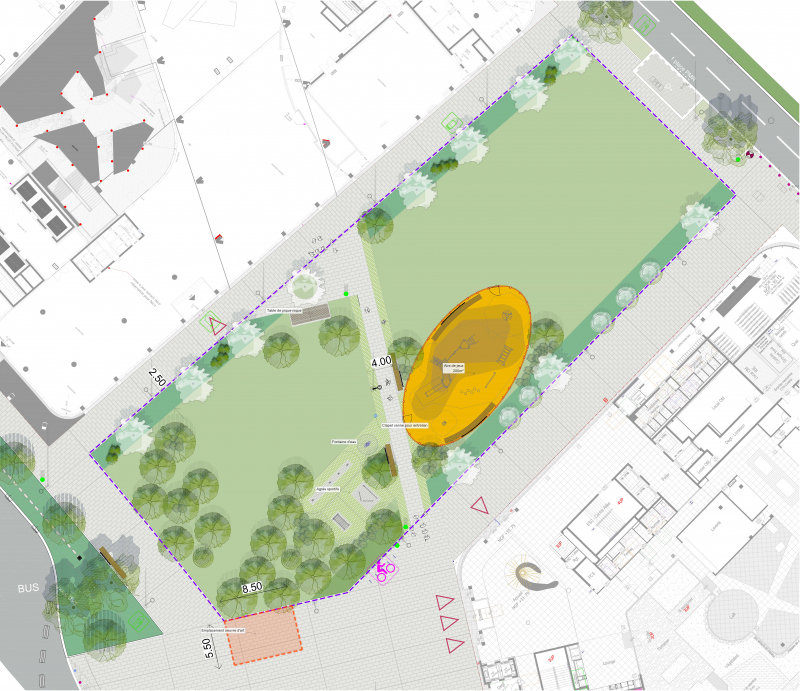 Illustration - Vue en plan du square Dian Fossey, secteur 5