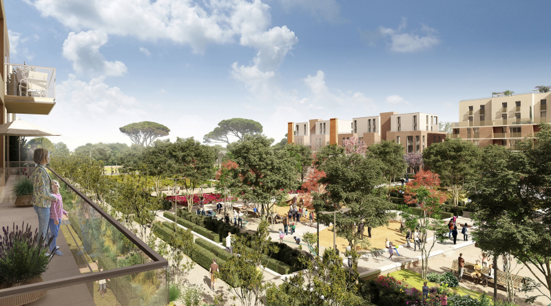 Illustration - Le jardin central depuis les logements