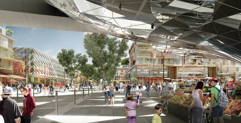 Illustration - La place de l’Ombrière : une accroche urbaine sur l’Avenue Yves Brunaud