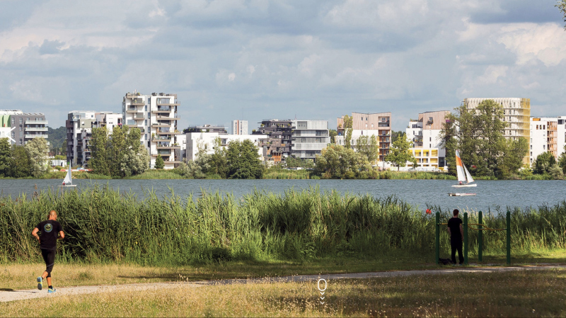 Illustration - Vue de Gingko depuis l’autre rive du lac