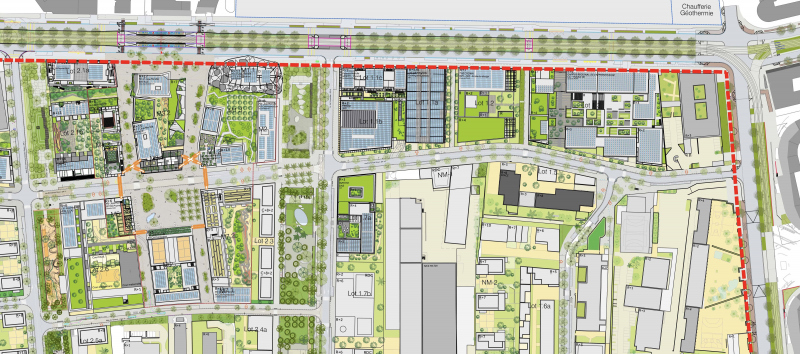 Illustration - Extrait plan de toiture : usages et production d’énergie.