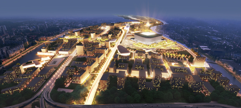 Illustration - wVue aérienne du cœur métropolitain de l’ile de nuit