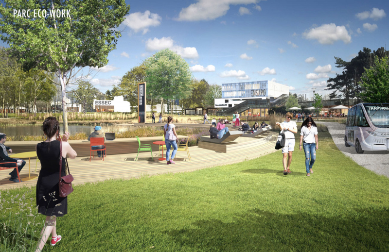 Illustration - Vue vers le Parc François Mitterand reconfiguré, un cœur de campus animé et artistique