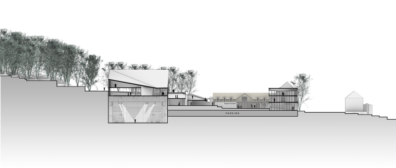 Illustration - Coupe sur le CEM et son auditorium enterré