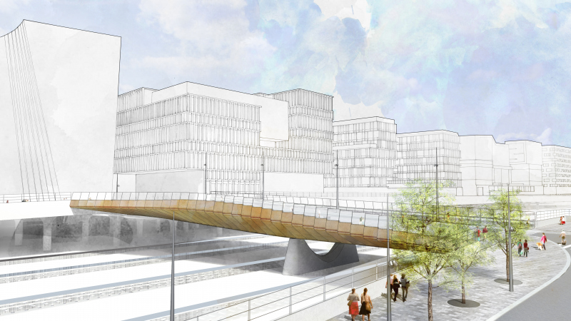 Illustration - Côté gare le profil de l'ouvrage varie