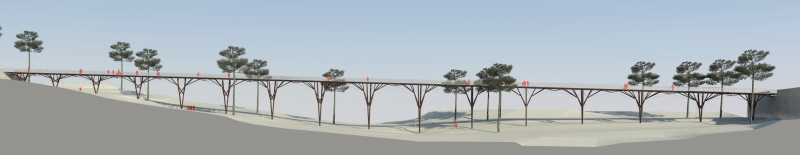 Illustration - Vue en élévation - la passerelle mesure 250 m